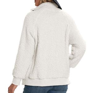Chaqueta de Forro Polar Sherpa de Color Sólido para Mujer, Manga Larga, Cuello Alto, Ropa de Abrigo Informal de Invierno - Disponible para Pedidos al por Mayor - Product Image 4