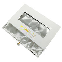 Boîte cadeau de luxe pour extensions de cheveux, recyclable et écologique, avec fermeture magnétique, fenêtre transparente, poignée en cristal, emballage de type tiroir