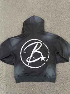 Survêtement personnalisé à fermeture éclair vintage délavé à l'acide coupe ample 100% coton imprimé bouffant pantalon de survêtement lourd - Product Image 4