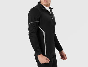 Survêtements d'hiver pour hommes, respirants, légers, avec logo personnalisé brodé, couleur contrastée, 100% coton, streetwear, col roulé, jogging 2 - Product Image 3