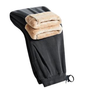 Pantalon en molleton vintage épais d'hiver pour homme, taille haute, respirant, jambe large, ample, chaud, pantalon de jogging - Product Image 2