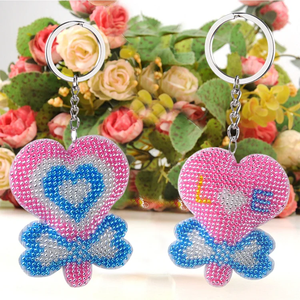 Handmade Rose Quartz <b>Glass</b> Bead Embroidery Cartoon Lollipop Design Keychain-Eco-Friendly Waterproof Portable Valentine's Day - Product Image 1