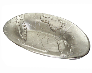 Plateau en aluminium massif au design unique de luxe, couleur argent antique, bol de service aux fruits secs de taille personnalisée pour la fête de mariage - Product Image 3