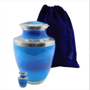 Premium Handmade Blue Metal Urn for Pet <b>Baby</b> Ashes Custom Funeral Keepsake Decorative Urn - Product Image 1