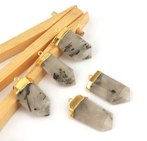 โรงงานขายส่งราคาธรรมชาติสีดํา rutile อัญมณีทอง electroplated diy เดี่ยวประกันตัวจี้เชื่อมต่อ DIY แฟชั่นเครื่องประดับ - Product Image 5