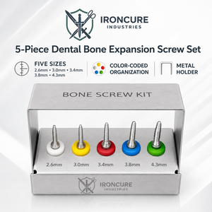 Kit Profesional de 5 Piezas de Tornillos de Expansión Ósea Dental de 2.6mm, 3.0mm, 3.4mm, 3.8mm y 4.3mm con Soporte Metálico - Product Image 3