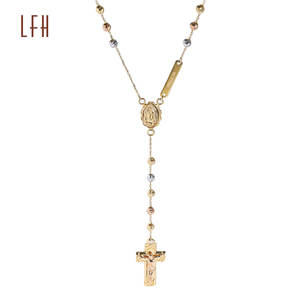 도매 종교 묵주 목걸이 18k 순금 성모 마리아 보석 십자가 목걸이 Au750 골드 18k 진짜 18k 진짜 금 보석 - Product Image 6