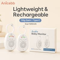 Moniteur audio portable pour bébé avec deux batteries de 1000 mAh, chargement Type C et communication bidirectionnelle pour les voyages, la crèche et l'usage familial quotidien