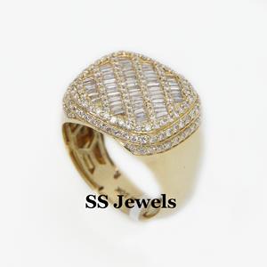 แหวนพิ้งกี้สำหรับผู้ชายประดับเพชร VVS Moissanite Baguette 925สเตอร์ลิงเงินฮิปฮอปเย็นสำหรับเป็นของขวัญครบรอบ - Product Image 2