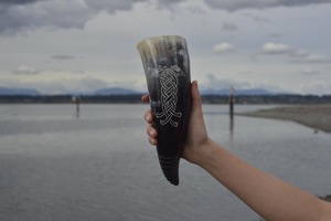 แตรสำหรับดื่มไวกิ้งทำจากธรรมชาติเป็นมิตรต่อสิ่งแวดล้อมดีไซน์รูปสัตว์รูปควาย - Product Image 3