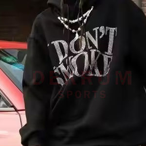 Sudadera con capucha de diamantes de imitación de manga larga cómoda de peso pesado poliéster/algodón hecho mejor diseño sudaderas con capucha de diamantes de imitación - Product Image 2