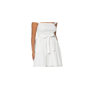 Abito Midi Leota in Popeline con Cintura, Linea ad A, Bianco, Taglia S, con Vita Naturale - Product Image 5