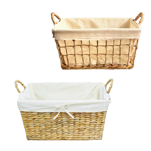 Panier de rangement en jacinthe d'eau fabriqué à la main panier en jacinthe d'eau tissé naturel avec cadre en métal Solution de rangement à la maison faite à la main - Product Image 1