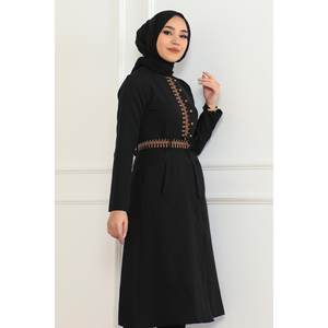 ชุดเดรสปักลายสำหรับผู้หญิง รุ่นลำลอง 6145 สีดำ ทรงปกติ ไซส์ XS ถึง 5XL สำหรับใส่ทำงานในฤดูร้อน - Product Image 2