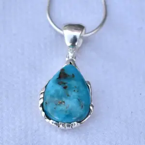 Großhandel Edelstein Schmuck Solid 925 Sterling Silber Blau Arizona Türkis Anhänger Handmade Manufacture Schmuck Frauen Anhänger