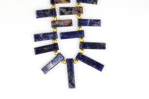 Perles en Sodalite Naturelle Forme Rectangle Plate 7x10-7x30mm Longueur 13 "Long Briolette Perles pour la Fabrication de Bijoux - Product Image 3