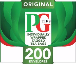 PG Tips Original, <b>Black</b> Tea Bags Bulk, Individually Wrapped <b>String</b> & Tag Teabags 200 Plant Based Biodegradable - Product Image 5