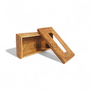 Boîte à mouchoirs en rotin naturel, rangement en forme de rectangle, support décoratif essentiel pour la décoration de la cuisine, vente en gros - Product Image 5