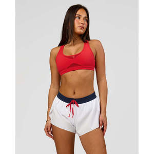Shorts Deportivos de Cintura Media para Mujer - Accelerate 3 en Blanco - Future Navy - Product Image 1