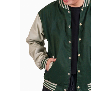 Vestes universitaires vertes personnalisées avec couleurs et logos personnalisés Veste universitaire chaude Letterman pour unisexe - Product Image 5