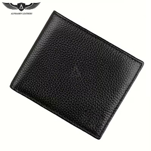 Compact Leather <b>Wallet</b> <b>For</b> <b>Men</b> Slim, Multiple Card Compartments In Solid Black Color Easy To Carry Leather <b>Wallets</b> - Product Image 1