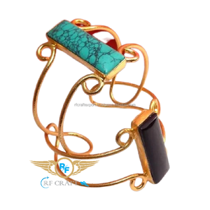 Pulseras de latón chapadas en oro hechas a mano de estilo clásico, brazalete de pulsera elegante para fiestas y bodas, regalos de boda, manualidades RF - Product Image 1