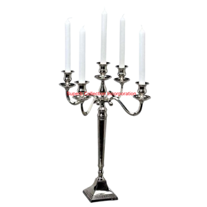 Nouveau Antique 5 bras argent plaqué fer chandelier en gros décor à la maison décor de noël accessoires d'éclairage candélabre - Product Image 5