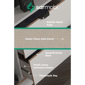 Arden-Armario de Melamina con 3 Puertas y 2 Cajones PARA EL Hogar, Sala de Estar, Hospital, Escuela o Villa, Dormitorio, Unidad de Almacenamiento - Product Image 6