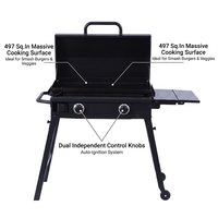 Grill à gaz avec grande surface de cuisson de 497 pouces carrées, 32000 BTU, double brûleur, en acier inoxydable 304, avec support pliable