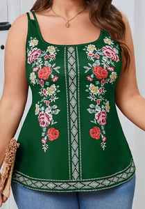 Débardeur sans manches élégant pour femmes, 95% polyester 5% spandex, col rond, tissu en tricot, imprimé printemps/été 180g m léger - Product Image 6