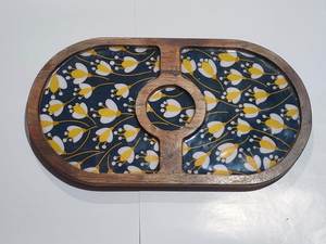 Plateau à collation en bois avec bols à trempette amovibles pour la restauration acheter en gros - Product Image 2