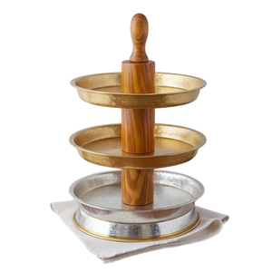 <b>3</b> <b>Tier</b> Brass Antique Finish Serving Stand Fancy Design Tiered <b>Tray</b> For <b>Kitchen</b> Dessert & Cupcake Display Home Decor Platter - Product Image 4