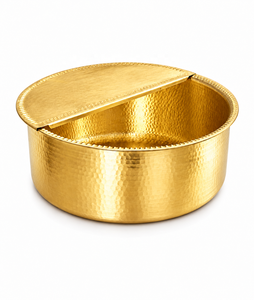 Bol à pédicure rond en métal martelé NJ Gold avec couvercle, bassin de bain de pieds portable pour SPA et usage domestique - Product Image 1