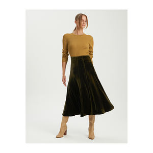 Women's Velvet Skirt with Stylish Stitching Details No <b>Pocket</b> Unlined - Product Image 1