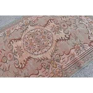 Alfombra turca Vintage de 5,6x8,7 pies, beige, marrón, área grande, respaldo de látex de lana, Patchwork para adolescentes, pasillo rectangular de Tabriz - Product Image 5