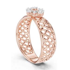 Bague en cluster de diamants de laboratoire 0,108 CT pour femmes, clarté VVS-VS EF, or 18 carats, 14 carats, 10 carats et argent 925, rose, jaune - Product Image 5