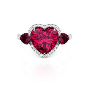 Anillo de Plata de Ley Chapado en Rodio con Corte de Corazón y Tres Piedras para Hombre, Jeulia - Product Image 1