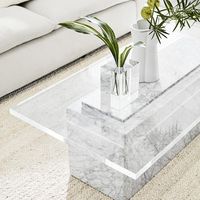 Tables d'extérieur élégantes et durables au design moderne avec plateau en marbre blanc de luxe, anti-corrosion, meilleur prix, beauté intemporelle