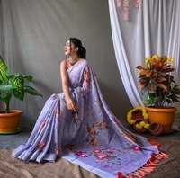 Fabricant de Sarees, Saris et Salwar Kameez en Tissu Lin Imprimé Numérique Indien et Pakistanais, Design Moderne, Très Demandés pour Fêtes et Festivals