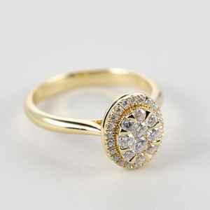 Anillo de Halo de oro macizo de 14 quilates con anillo de diamante de corte brillante redondo cultivado en laboratorio VS1, joyería fina para regalo perfecto de boda o fiesta - Product Image 2