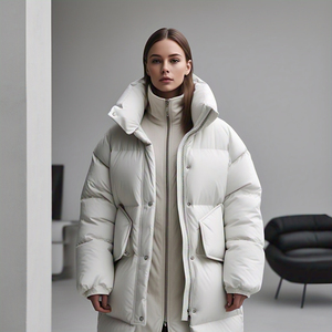 แจ็กเก็ตบุฟองน้ำสำหรับผู้หญิง, เสื้อโค้ทแจ็คเก็ตแขนยาวมีฮู้ด - Product Image 6