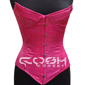 Corsé con estampado de piel de cocodrilo en rosa intenso - Product Image 1