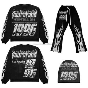 2025 nouveaux strass soleil fané sérigraphie logo ensemble haute qualité adulte survêtements hommes et femmes survêtements survêtement 2 - Product Image 2