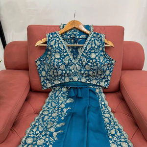 Designer Heavy Chinon With <b>Thread</b> & Sequence Work Saree And Heavy Chinon Blouse Un Stitched With <b>Thread</b> & Sequence Work - Product Image 1