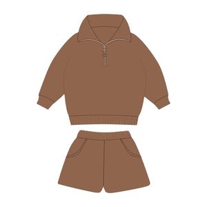 Kids Solid Color Clothing Set Clothes <b>Baby</b> Custom Logo Girls <b>Suit</b> Zipper Pullover Long Sleeves Tops Shorts Children Outfit - Product Image 2