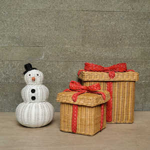 Boho Natural Rattan Christmas Gift <b>Box</b> With Bow Lid Decorative Wicker Storage Basket Holiday <b>Present</b> <b>Box</b> For Home Festive Decor - Product Image 5