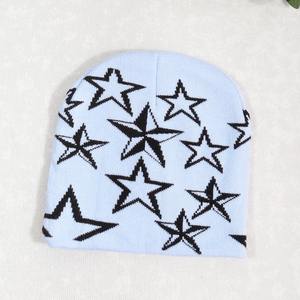 Bonnet en acrylique personnalisé 100% avec logo en jacquard imprimé de motifs d'étoiles avec logo Bonnet en tricot - Product Image 6