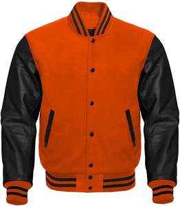 Chaqueta de béisbol Varsity de alta calidad, estilo de escuela secundaria, lana de primera calidad y tela de lona de piel sintética, estilo de calle - Product Image 1
