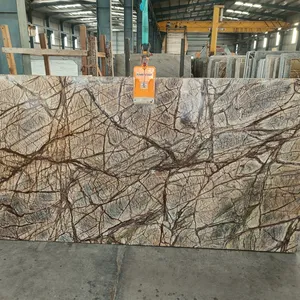 แผ่นหินอ่อนสีน้ำตาลป่าฝนกระเบื้องหินแกรนิตแคลไซต์ขัดเงาทันสมัยสำหรับพื้นโรงแรมห้องครัวการใช้งานภายนอกห้องครัว - Product Image 1