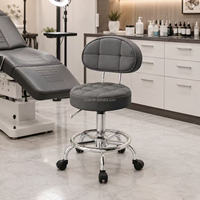 Tabouret de bar pivotant moderne et réglable avec dossier, chaise de salon à hauteur réglable hydrauliquement avec repose-pieds chromé et roulettes
